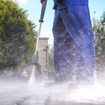 Driveway Pressure Wash. Cleaning Bricks Road and Garden Paths.